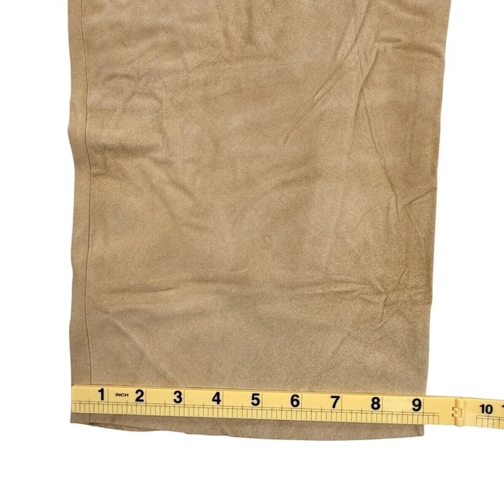 Claude Lamont Suede Pants Men 38 Tan Silky Leather‎ Pleated Raw Hem Lined NEW